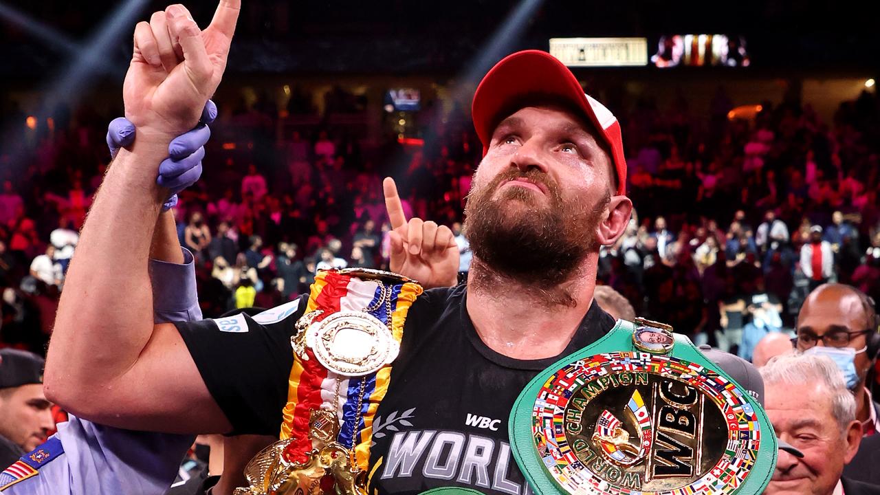 Tyson Fury celebrating his 11th round knock out win against Deontay Wilder. Photo by Al Bello/Getty Images