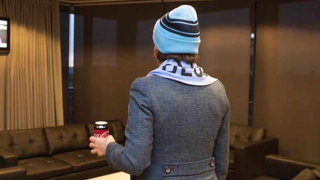 A photograph of NSW Premier Gladys Berejiklian wearing Blues colours ahead of Wednesday night's State of Origin.