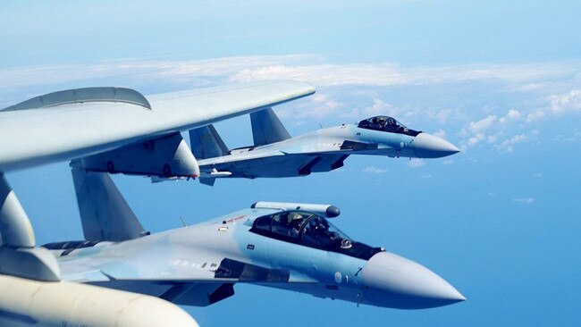 Chinese fighter jets sent to the southwest and southeast of Taiwan. If the democratic world fails to respond forcefully to Russia going into Ukraine, it will embolden China to think it can take Taiwan without incurring devastating consequences. Picture: Supplied