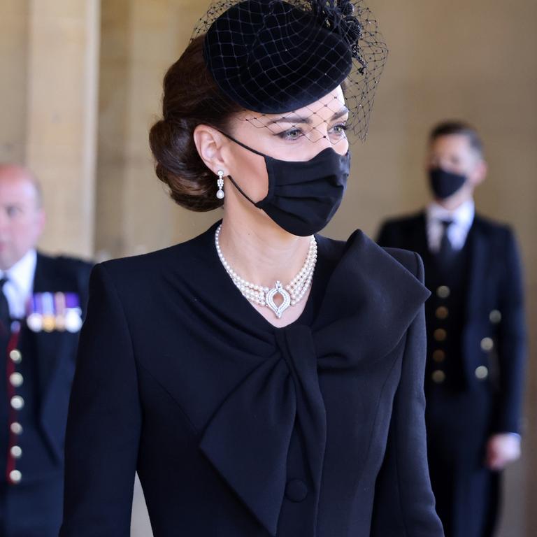 Kate arriving for the funeral of Prince Philip at Windsor Castle. Picture: Chris Jackson/WPA Pool/Getty Images)