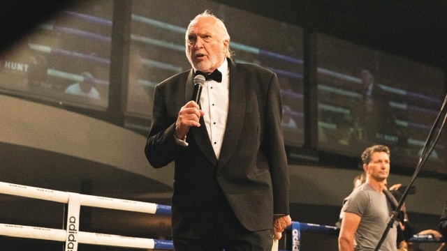 Rex Hunt as ring announcer at Melbourne Pavilion. Pic: Michelle Winters