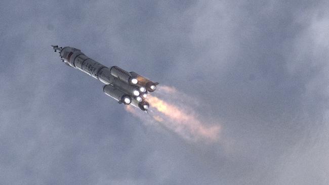 The Shenzhou-16 spacecraft onboard the Long March-2F rocket takes off at the Jiuquan Satellite Launch Centre. Picture: Getty Images.