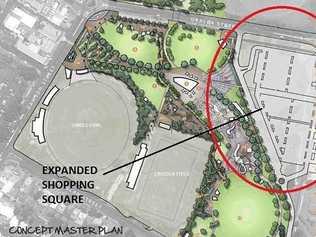 A draft plan of how the enlarged Lismore Shopping Square would blend in with the planned Lismore Regional Park. Picture: Contributed