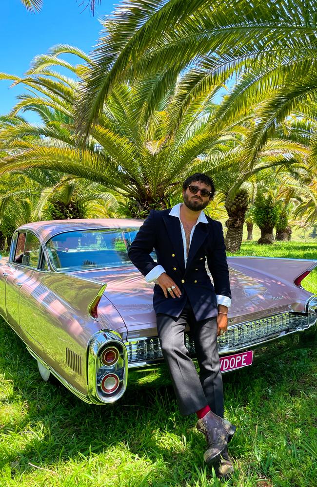 A classic Rose Pink Cadillac became a character in Angus Stone’s new album. Picture: supplied