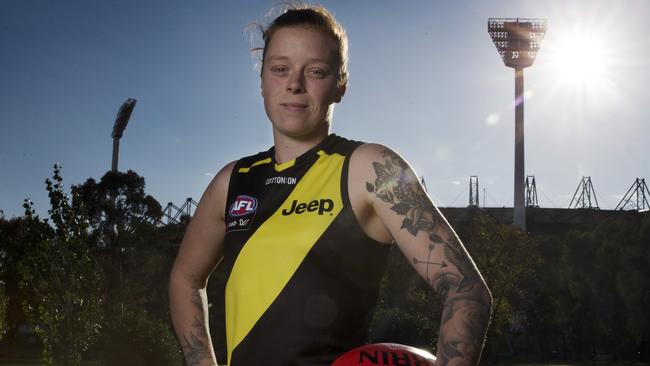 Tayla Stayl in her Richmond gear. Picture: Michael Klein