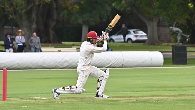 Batman Luke Szabo, playing here for his school, scored 147 not-out in a grand final clash. Picture: Festival City Photography, provided by family