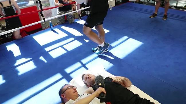 Jeff Horn talks after his final training session