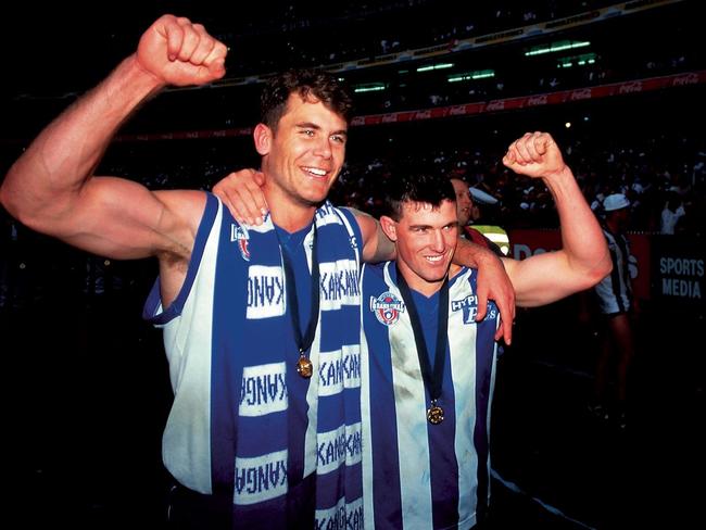 Wayne Carey and Anthony Stevens in 1996, before their bitter feud.