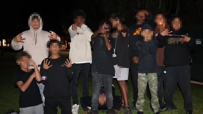 A group of young people in Port Augusta, where ‘youth gangs’ have roamed the streets until daybreak. The Advertiser is not suggesting these boys are members of the gangs. Picture: Dean Martin