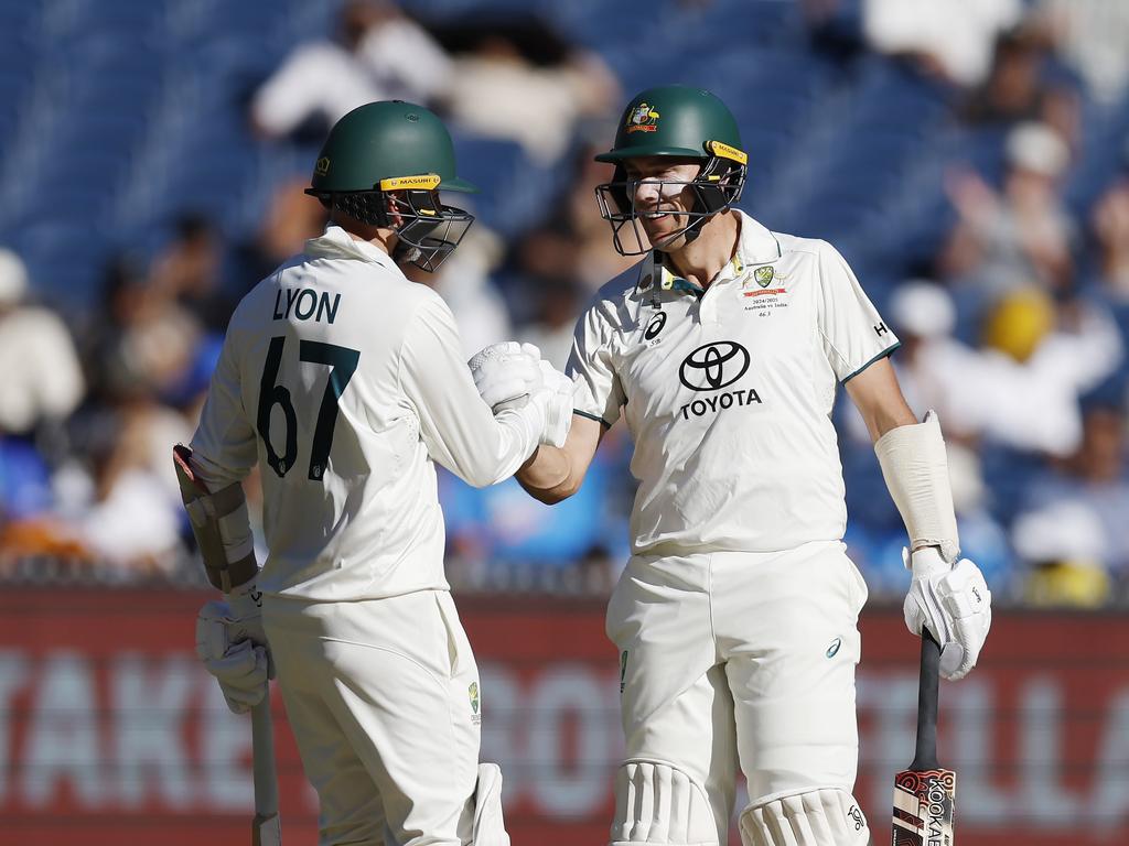 Nathan Lyon and Scott Boland frustrated India. Picture: Michael Klein