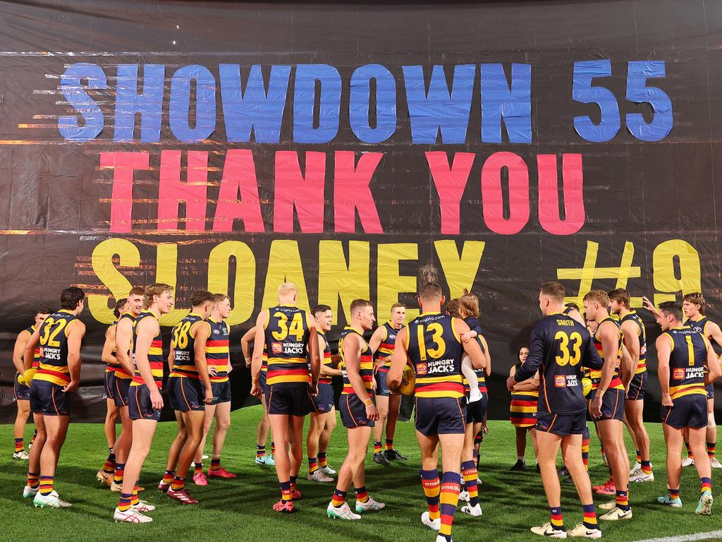 The Crows farewelled Rory Sloane in style. (Photo by Sarah Reed/AFL Photos via Getty Images)