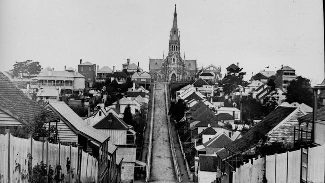 The view along Union St to St Paul’s Prebyterian Church at Spring Hill taken circa 1890. Picture: State Library of Queensland