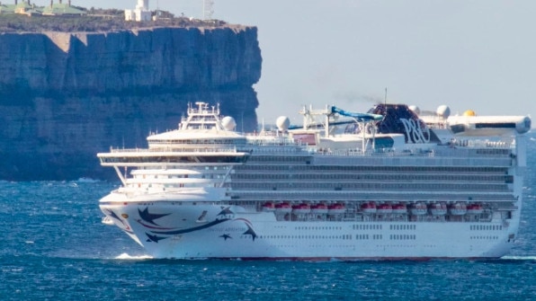 A P and O Cruise ship hastake refuge and has been anchored in Jervis Bay due to strong winds. Picture: Maree Clout/Facebook