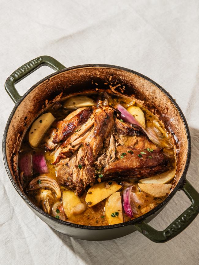 Hale and hearty cider-cooked pork.