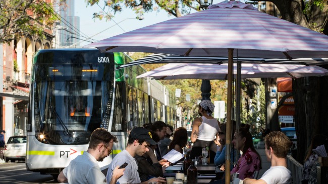 Residents in Melbourne dining out after lockdown restrictions were eased. Picture: Getty Images