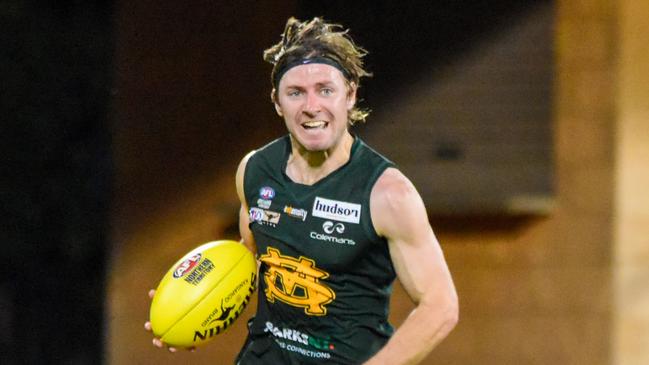 Sam Fowler booted St Mary’s first goal against . Picture: Tymunna Clements / AFLNT Media