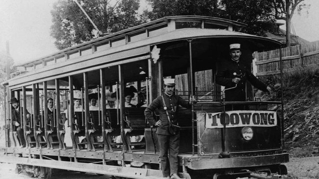 A tram at the Toowong terminus near Endrim House, circa 1910. Picture: State Library of Qld (John Oxley Library)