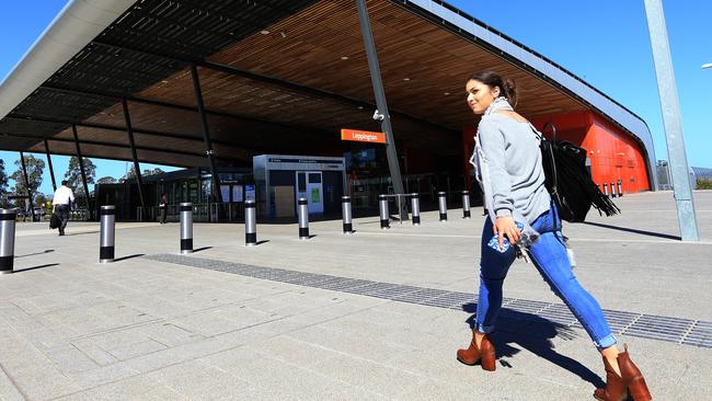 Commuter Jasmin Mantoufeh heads to Leppington station in Sydney's south west. Picture: Toby Zerna