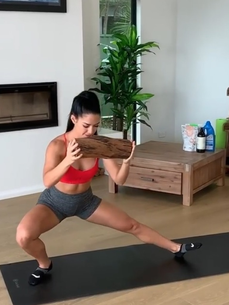 … and firewood for side lunges. Picture: Instagram/RachelDillon