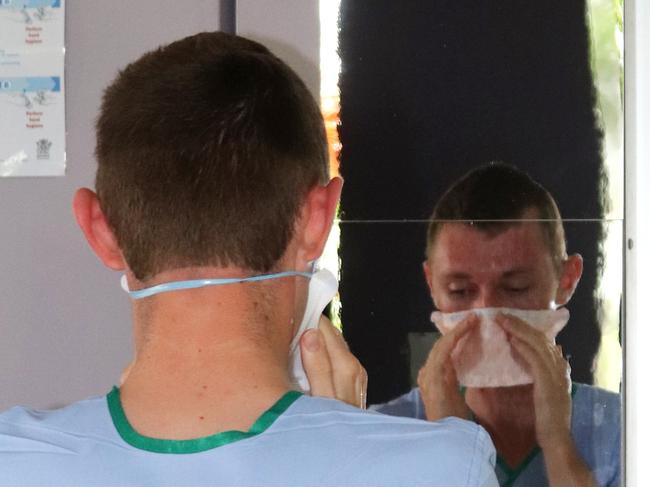 Student In Nursing Matthew Vella working on the Covid-19 Ward at Mackay Base Hospital. Picture: Contributed