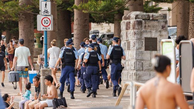 Police patrolling in Manly. Picture: Tim Pascoe