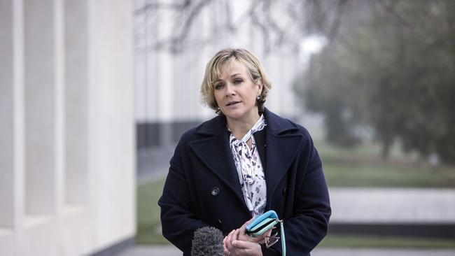 Zali Steggall, Federal Member for Warringah speaks to media at parliament. Picture: NCA NewsWire / Gary Ramage