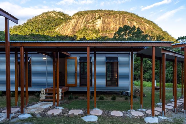 The Mount Jukes Eco Resort, built from scratch by yoga aficionado David Deakin, holds glamping tents and a half-moon shaped house that face Mt Jukes and Mr Deakin says the â€œenergyâ€ of the property has to be experienced to be understood. Picture: Contributed