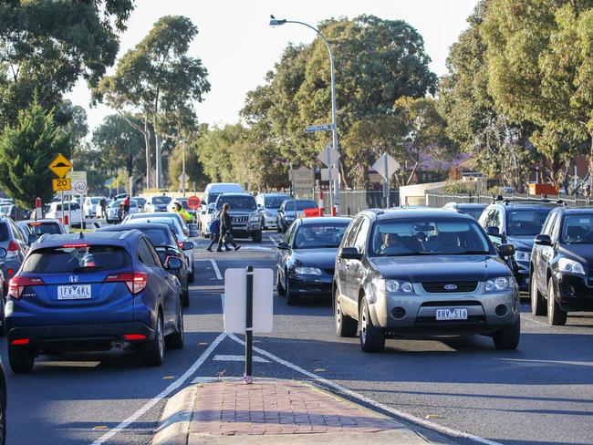 Heavy traffic outside a school in Sydenham. Picture: Ian Currie