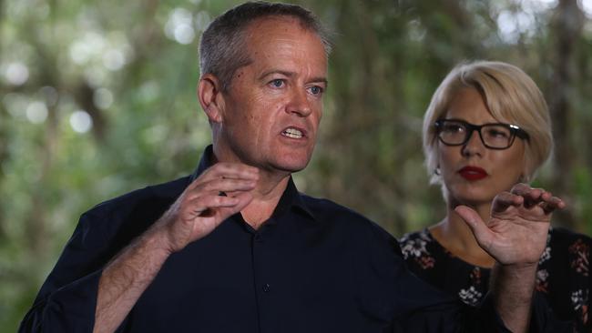 Bill Shorten holding a press conference at the Skyrail in Cairns, QLD. Picture: News Corp