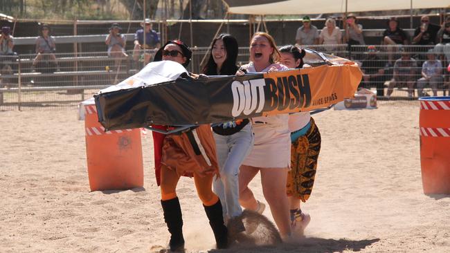 Racing at the Henley on Todd in Alice Springs, Saturday, August 17, 2024. Picture: Gera Kazakov