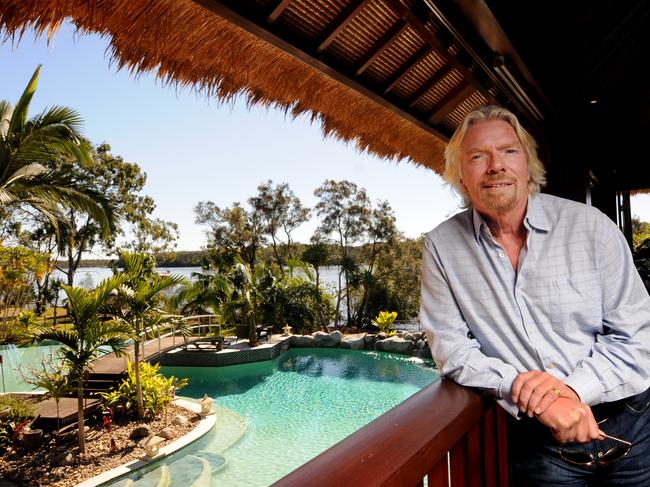 Richard Branson at his private resort, Makepeace Island on the Noosa River.