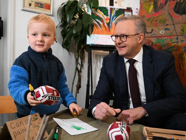 BRISBANE, AUSTRALIA - NewsWire Photos - JULY 17, 2024. The Prime Minister, Anthony Albanese visits a childcare centre in Brisbane before announcing the Labor candidate for the seat of Brisbane, Madonna Jarrett. Picture: Dan Peled / NewsWire