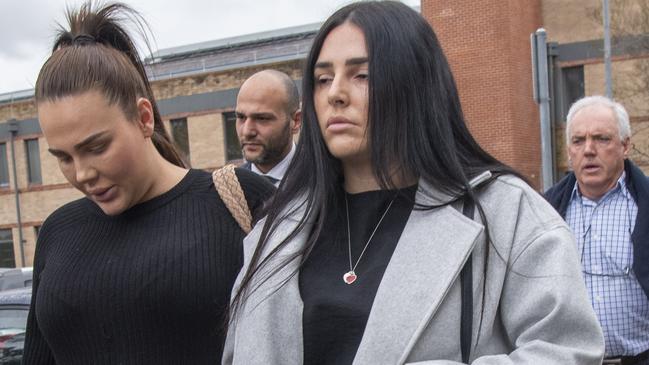 High school teacher Tayla Brailey (pictured right) leaving Campbelltown courthouse alongside family during a previous court appearance. Picture: NewsWire / Simon Bullard