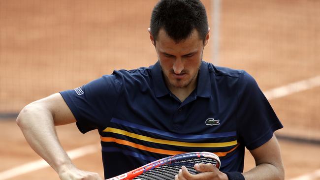 Bernard Tomic at the 2018 French Open. Picture: AP Photo