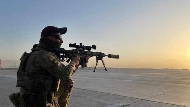 Ginger, pictured on the runway at Kabul airport, where he helped the Americans evacuate Afghanistan. Picture: The Times