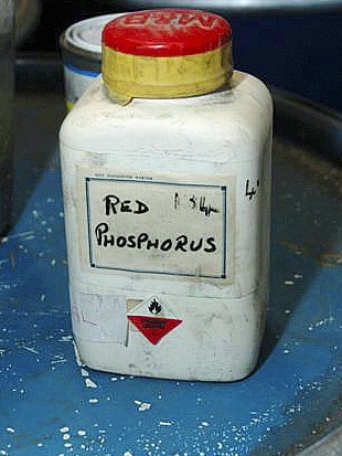 Stolen red phosphorus could be used as a raw material to make methamphetamines.