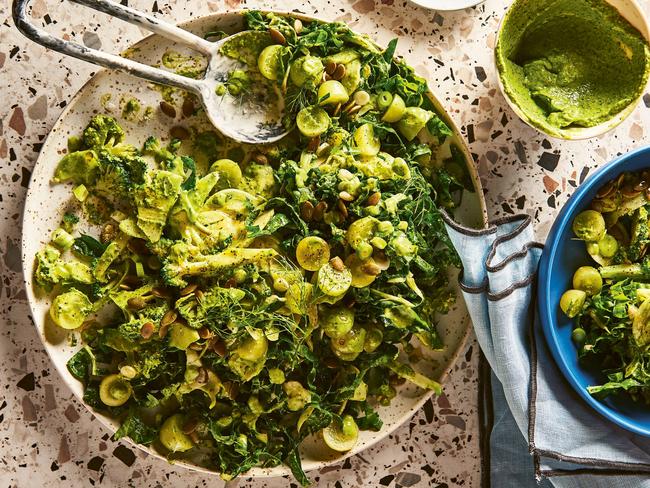 Silverbeet and broccoli tumble, from Salad for Days by Alice Zaslavsky. Picture: Rochelle Eagle.