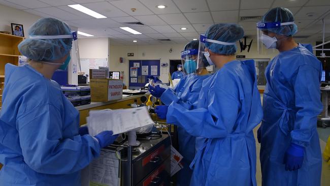 ICU staff face extreme pressure as they care for Covid-19 positive patients at St Vincent's Hospital in NSW. Picture: Kate Geraghty