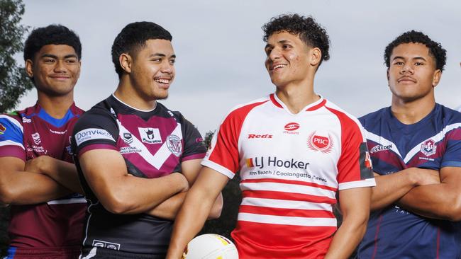 Langer Trophy leaders Karl Oloapu (Wavell SHS), Chris Faagutu (Marsden SHS), Tanu Nona (PBC SHS), Josiah Pahulu (Ipswich SHS). Picture Lachie Millard