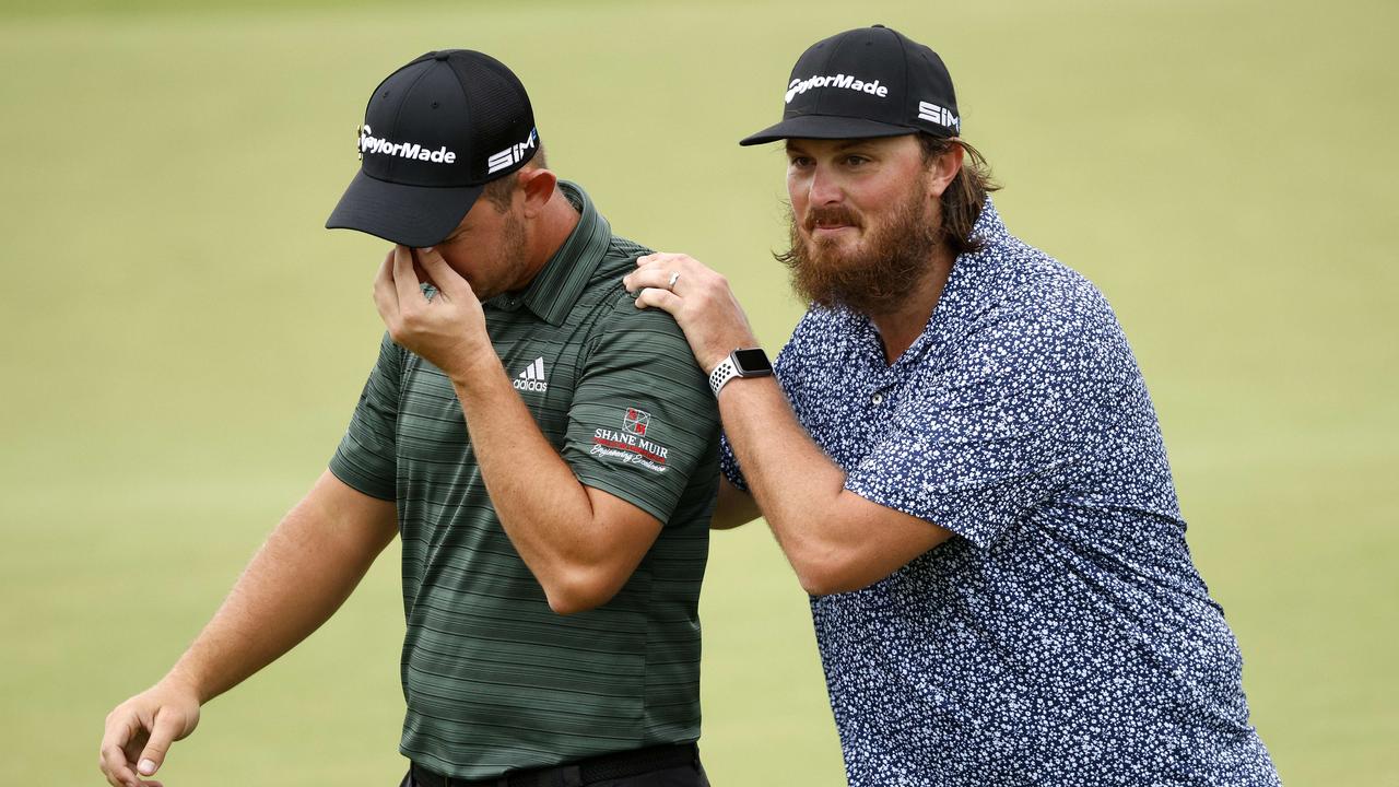 An emotional Lucas Herbert after winning the Butterfield Bermuda Championship.