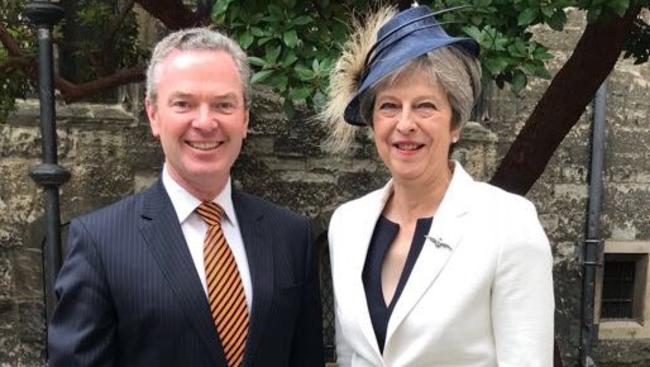 Defence Industry Minister Christopher Pyne with United Kingdom Prime Minister Theresa May at Westminster Abbey.