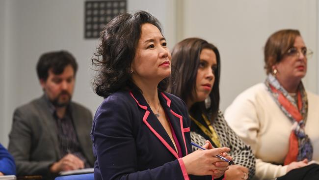 Journalist Cheng Lei was blocked by Chinese officials at a signing event attended by Prime Minister and the Chinese Premier. Picture: NCA NewsWire / Martin Ollman