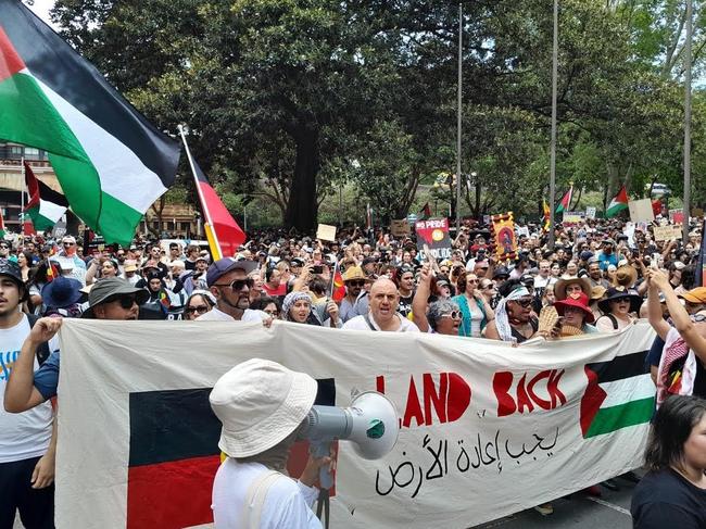 Palestine protesters taking part in the Invasion Day demonstration.