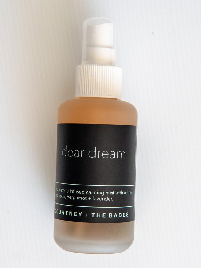 <b>Courtney </b>                        <b><b>+ </b>The Babes’ Dear Dream:</b> I spray this every night on my pillow before going to sleep, it smells incredible and puts me in sleep mode. Helps to calm the boys for bed too.