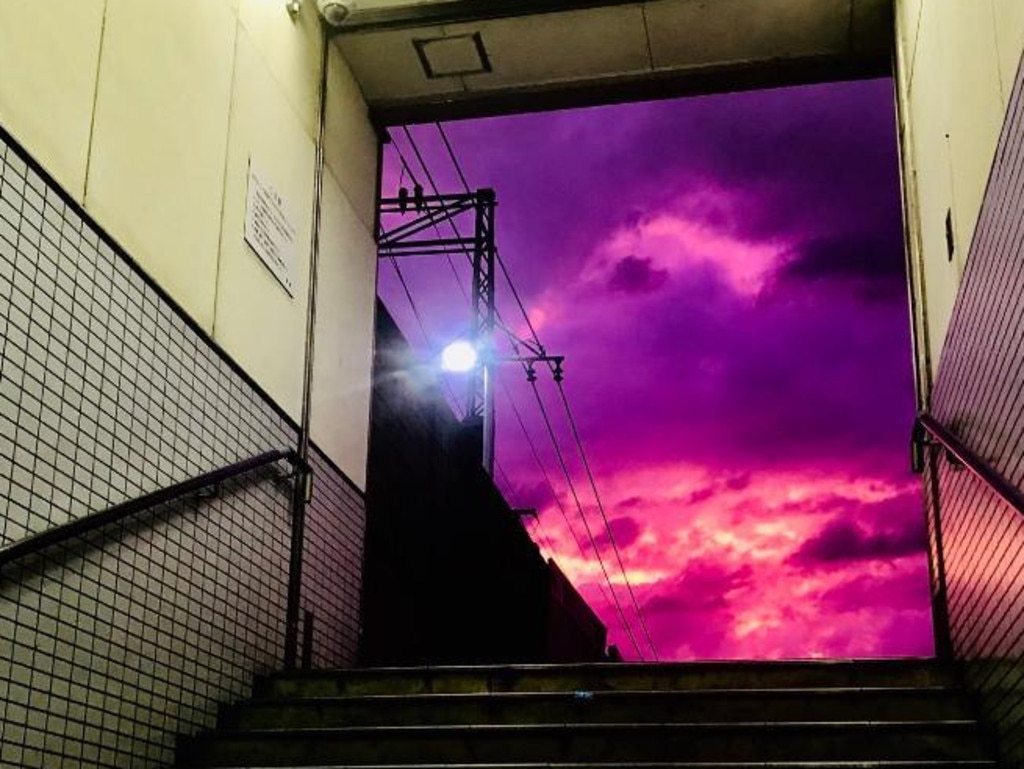 Twitter users posted images of the eerie purple sky.