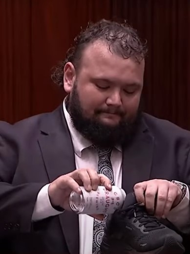 Kyle McGinn had worked up a thirst. Photo: YouTube