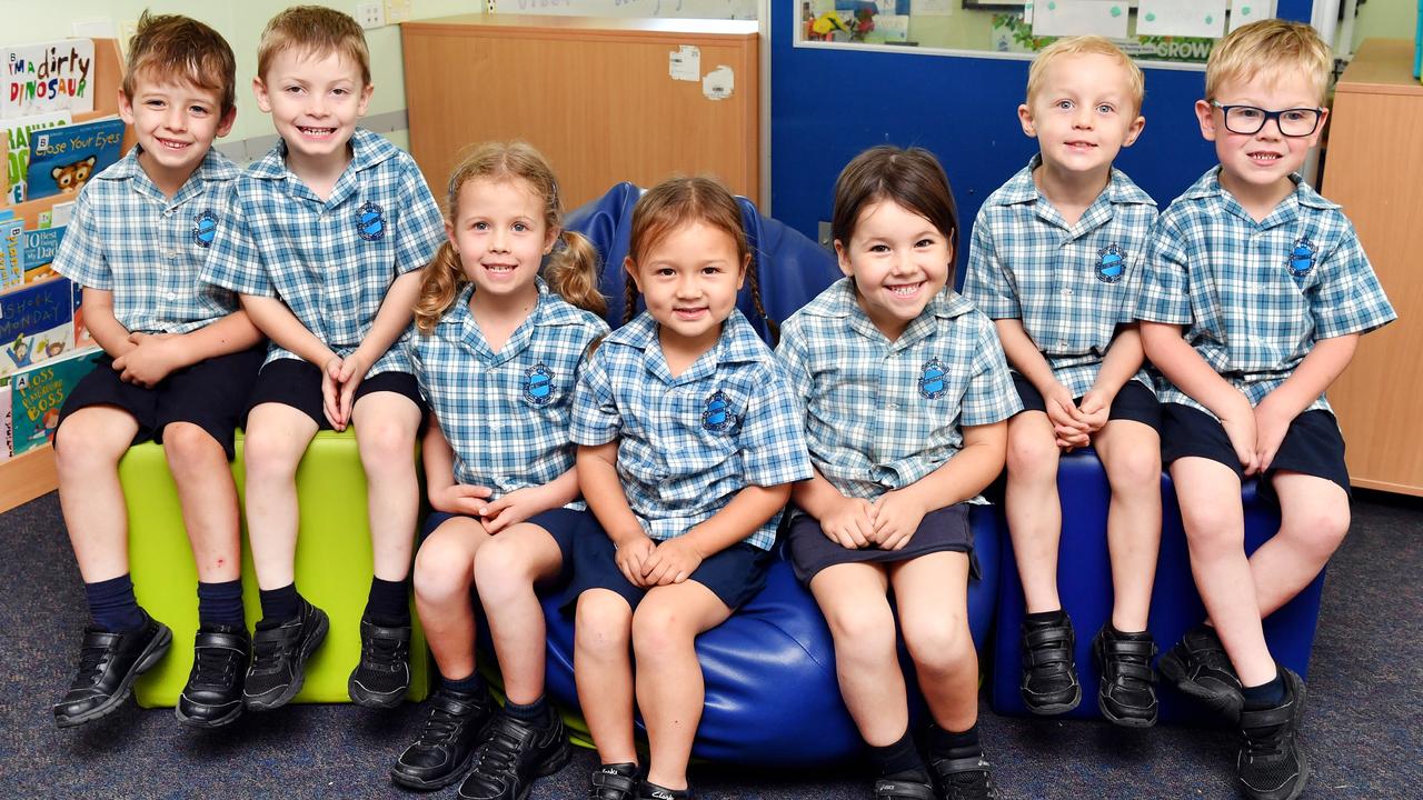 St. Joseph's Primary School, Gayndah - Prep 2020 - (L-R) Thomas Zahl, Hudson Euler, Chelsea Kneebone, Sarah Robinson, Daniella Mendoza, Parker Hetherington and Lincoln Florance. Photo: Alistair Brightman