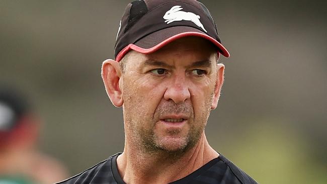 Rabbitohs head coach Jason Demetriou looks on during a South Sydney Rabbitohs NRL training session at USANA Rabbitohs Centre on April 09, 2024 in Sydney, Australia. (Photo by Matt King/Getty Images)