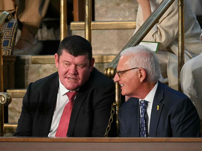 James Packer (left) awaits Israeli Prime Minister Benjamin Netanyahu's speech to a joint meeting of Congress at the US Capitol on July 24 in Washington, DC. Picture: AFP