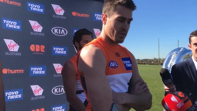 GWS AFL forward Jeremy Cameron media standup